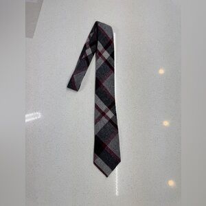 G. Galvani Vintage Red and Gray Plaid Tartan Wool Tie  NWT